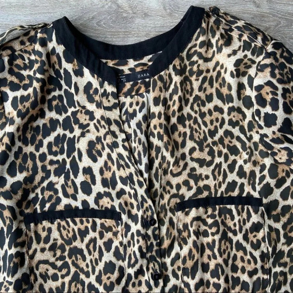 Zara  Leopard Print Button Down Blouse - Picture 6 of 16